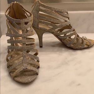 silver heels with a hint of gold